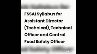 FSSAI EXAM PATTERN / SYLLABUS 2021