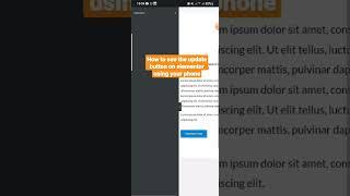 #shorts How to see the update button on elementor using your phone