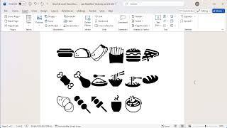 How to insert fast food (food) symbols in word