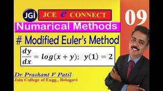 Numerical solution by Modified Euler's method to dy/dx=log(x+y) || 18mat31 || Dr Prashant Patil