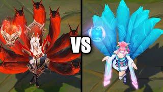 Immortalized Legend Ahri vs Spirit Blossom Ahri Skins Comparison (League of Legends)