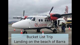 Landing on the beach at Barra, Scotland with Loganair