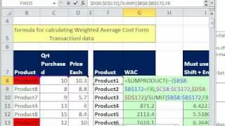 Excel Magic Trick 476: SUMPRODUCT Function for Weighted Average Cost From Transaction Data