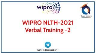 WIPRO NLTH 2021 | Training Series Verbal Ability -2 #wipronlth2021 #nlth