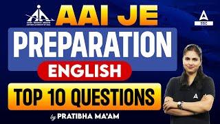 AAI JE Common Cadre Preparation | AAI JE English Top 10 Questions | By Pratibha Mam