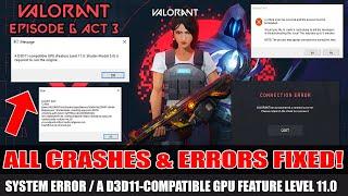 How to STOP Valorant Episode 6 Act 3 Crashing | Valorant System Error | Valorant Connection Error