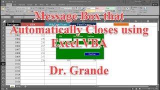 Message Box that Automatically Closes After Specified Period of Time using Excel VBA