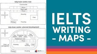 MAPS - IELTS Academic Writing Task 1 - Can you write about maps? - ISLIP town centre. Band 7.0+