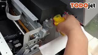 Fill ink into cartridges for Todojet A3 DTG printer