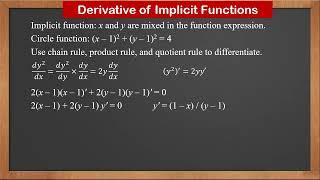 9709 P3 - 7.5 Derivative of Parametric and Implicit Functions