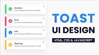 Toast Notifications UI Design | HTML & CSS