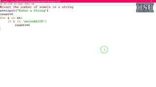 GE8161 Problem Solving and python Programming Laboratory 16   Count the number of vowels in a string