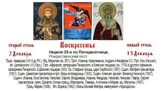 22.12.2024. Божественная Литургия. Воскресенье. Неделя 25-я по Пятидесятнице.