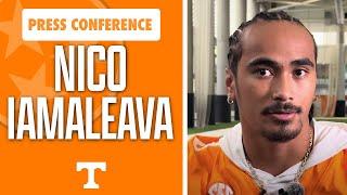 Tennessee football QB Nico Iamaleava meets with the media at the start of fall camp I GBO