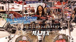 Aquiles Priester & his Mapex Drum Kit at NAMM 2019 with videographer Jason McNamara