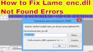 How To Fix No Lame_enc.dll  Problem AUDACITY