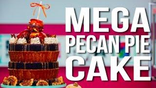 How To Make A PECAN PIE MEGA CAKE! Topped With Double-Dipped Caramel Apples and Spiced Nuts!