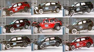 CAR CRASH TEST COMPILATION 10 Midsize SUV - Highlander, Traverse, Cherokee, Model Y, Explorer...