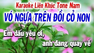 Karaoke Liên Khúc Nhạc Sống Tone Nam | Vó Ngựa Trên Đồi Cỏ Non |