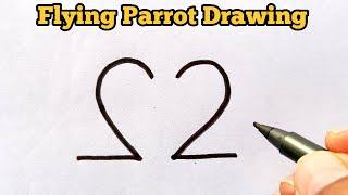 How to draw Flying Parrot Easy for beginners | Parrot Drawing