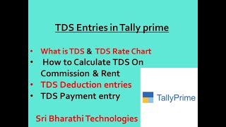 TDS entries In Tally Prime ||  TDS Deduction entry & TDS Payment Entry( Rent, commission)