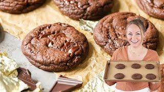 Fudgy, Bakery Style Double Chocolate Chunk Cookies