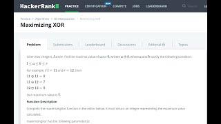 Maximizing XOR  | Hackerrank Problem (Easy) | Bit Manipulation Solution