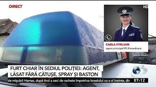 Furt chiar în sediul poliției din Deva. Un agent a fost lăsat fără cătușe, spray și baston