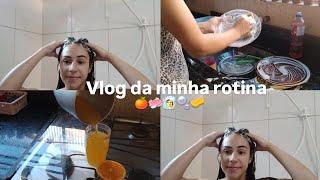 MINHA ROTINA|fiz suco de laranja,hidratei meu cabelo...