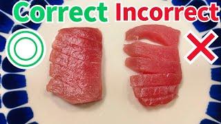 How to properly cut Tuna for Sushi & Sashimi!!