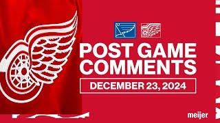 Dylan Larkin, JT Compher, Derek Lalonde Post Game Comments vs STL | Dec. 23, 2024