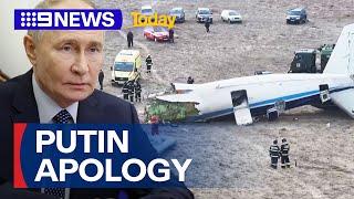 Putin apologises to Azerbaijani leader for 'tragic' plane crash | 9 News Australia