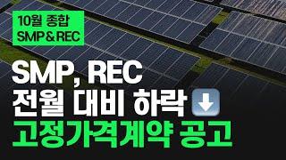 10월 SMP & REC 동반 하락 | 태양광, 풍력 설비 고정가격계약 경쟁입찰 공고 | 24년 10월 종합 태양광 SMP & REC 가격 동향 | 해줌