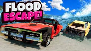 ISLAND FLOOD ESCAPE But with TERRIBLE Random Parts Cars in BeamNG Drive Mods!