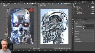 PERFECTLY Align 2 Different Reference Images in Blender for OPTIMAL modeling | Terminator Skull p1