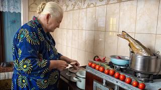 Lonely Grandmother in Carpathian Village Shares Ancient Recipe. Mountain Life Far from Civilization.