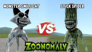 Monster Smile Cat vs Stick Spider (ZOONOMALY MONSTERS BATTLE)