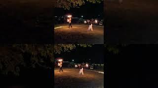 Flames and Sparks: A Dynamic Duo Fire Spins at Queens Beach in Waikiki  #firedancing #waikiki