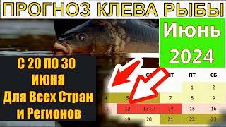 Прогноз клева рыбы на Эту неделю с 20 по 30 Июня 2024 Календарь рыбака на Июнь Лунный календарь