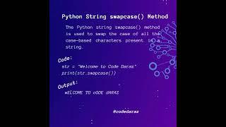 Python String swapcase() Method.  #python #pythonprogramming #coding #onlinegaming