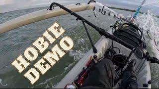 Sailing Hobie Tandem Island kayak demo in 15-20 knots. With commentary.