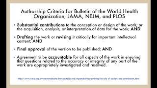 Understanding Authorship Criteria