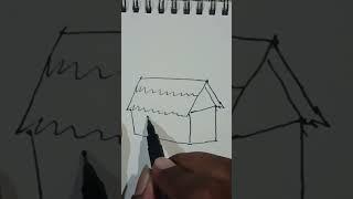 easy drawing of nipa hut #easystrokes  #shorts