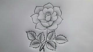 Rose Drawing | How To Draw A Rose | Flower Design Drawing | Flower Art