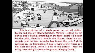 Std1 10, English, picture description, family picnic, gala assignment, krishnaacademy1976