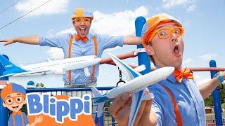 The Floor is Lava! Can Blippi Pretend to Be an Airplane? | Swing, Play, and Collect Airport Pieces!