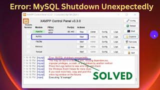 [Solved] Xampp Error: MySql Shutdown Unexpectedly | MySql not starting in Xampp Server