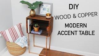 DIY WOOD CRATE & COPPER MODERN ACCENT TABLE || KATIE BOOKSER