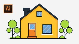 How to creat flat house design in Adobe illustrator Part 1