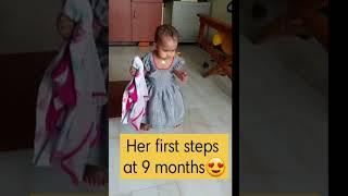 Geethanshi papa first walk #babygirl #firststeps #trendingshorts #viralshorts #cutebaby #geethanshi